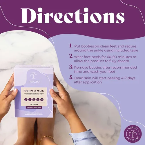 Miniatura 7 de Mascarilla exfoliante para pies con piedra pómez, paquete de 2 – para pies secos, agrietados y callosos – Aroma de lavanda – Con extracto de planta