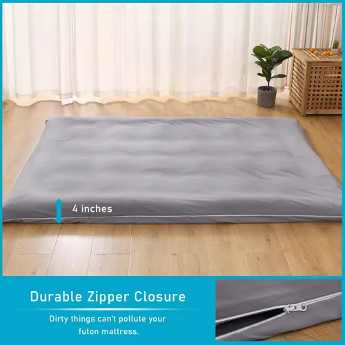 Miniatura 3 de CAMZ Funda de colchón plegable de futón japonés para cama matrimonial, queen, king, individual, tatami, colchoneta de meditación, cubierta antipolvo