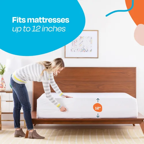 Miniatura 5 de Carcasa Linenspa con cierre impermeable, transpirable prueba de polvo y ácaros, cama prueba protector de colchón, Poliéster, Completo