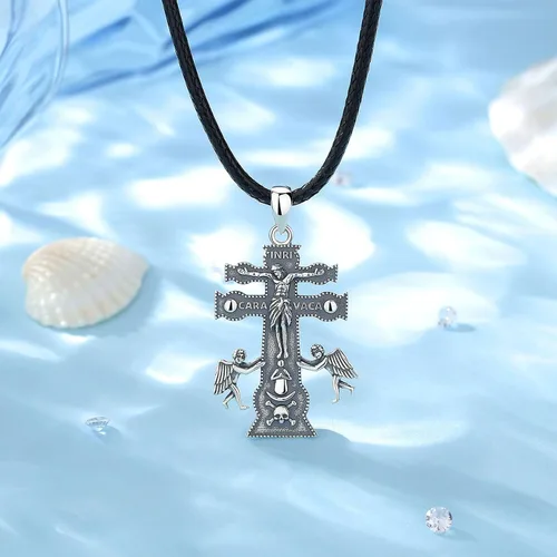 Miniatura 107 de EUDORA Collar de plata de ley 925, San Cristóbal y San Benito, San Miguel, Virgen María, San Judas Tadeo, Cruz de Buen Pastor y Arcángel, Medalla