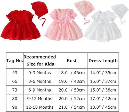 Miniatura 3 de Vestido de bautizo suave para bebé recién nacido, para Navidad, cumpleaños, Navidad, cumpleaños, con estampado de flores, con gorro