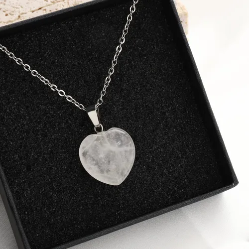 Miniatura 6 de Lezam - 24 piezas de colgantes en forma de corazón, luna y cruz de cristal curativo para hacer collares y joyas. Piedras naturales de cuarzo