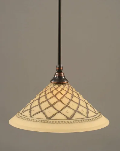 Miniatura 125 de Toltec Lighting Tallo Colgado Mini colgante, acabado de cobre negro, 3.5" cuadrado humo burbuja vidrio