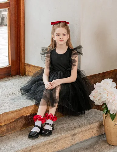 Miniatura 33 de Dicry Calcetines de encaje doble para niñas pequeñas con puños ondulados y volantes grandes para bebés y niños