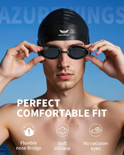 Miniatura 2 de Gafas de natación para mujeres y hombres, kit de adultos, antivaho UV, sin fugas, gafas de natación mejoradas HD para hombres y mujeres negro-humo +