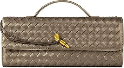 Miniatura 13 de Joryin Bolso tejido para mujer, bolso de mano de cuero tejido, bolso cruzado, bolso formal de noche, cuero vegano
