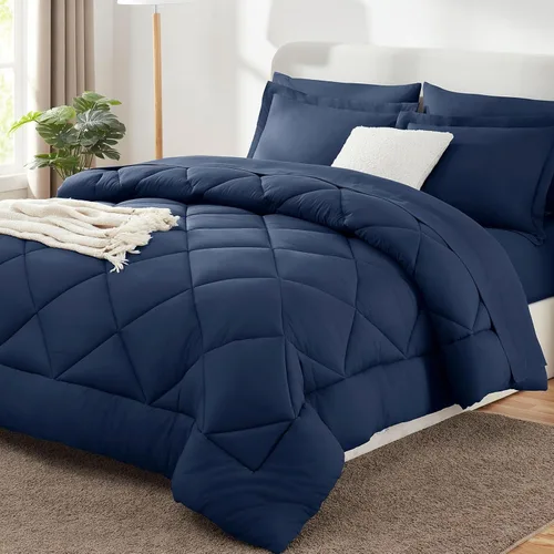 Miniatura 23 de CozyLux - Juego de edredón en una bolsa, para dormitorio universitario, todas las estaciones, edredón, sábanas y fundas para almohada y decorativas