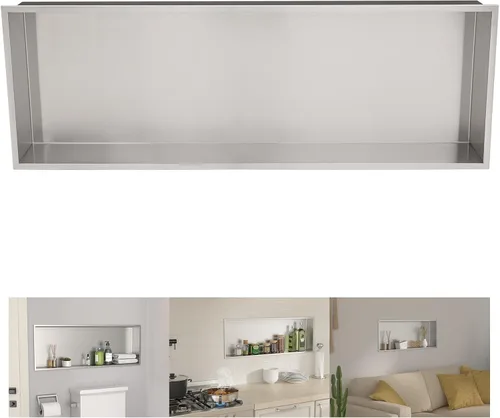 Miniatura 14 de Lordear Niche de baño 21 x 17 pulgadas, estante rectangular empotrado, no necesita azulejos, inserto de pared para almacenamiento, moderno estante