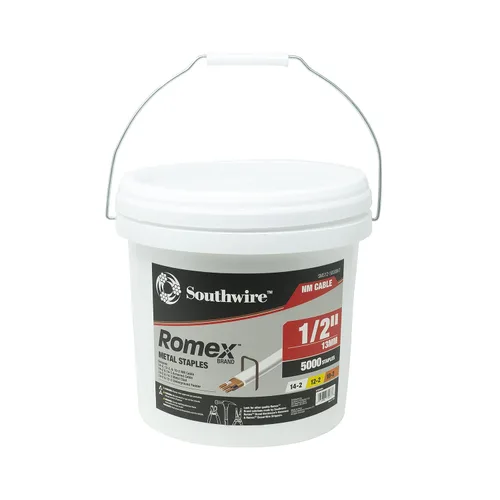 Southwire SMS12-5000BKT Grapas de metal Romex™ de 1/2 pulgada, cubo de 5000 piezas