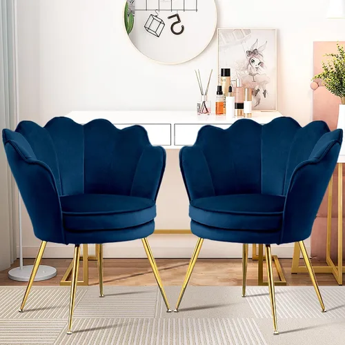 Czlolo Juego de 2 sillas decorativas, sillas de tocador de terciopelo con respaldo, silla decorativa pequeña moderna de mediados de siglo para sala