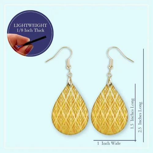 Miniatura 72 de Dangle Earrings for Women Colorful Dangling Drop Statement Jewelry Printed MDF Wood Teardrop Double Side Print Handmade by The Painted Pug