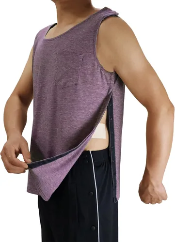 Miniatura 5 de Camiseta sin mangas para poscirugía, hombros y pecho, brazo, a presión, abierto, desgarrar, para quimioterapia, talla unisex