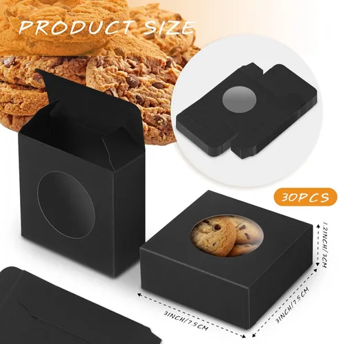 Miniatura 2 de Chinco 30 cajas de jabón cuadradas para jabones caseros, velas, 3 x 3 x 1.2 pulgadas, cajas de jabón con ventana transparente, pequeña caja de Negro