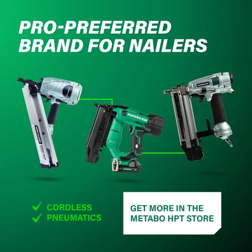 Miniatura 11 de Metabo HPT NT65MA4 - Pistola de clavos con soplador de aire, clavadora neumática preferida por profesionales para molduras de corona, molduras