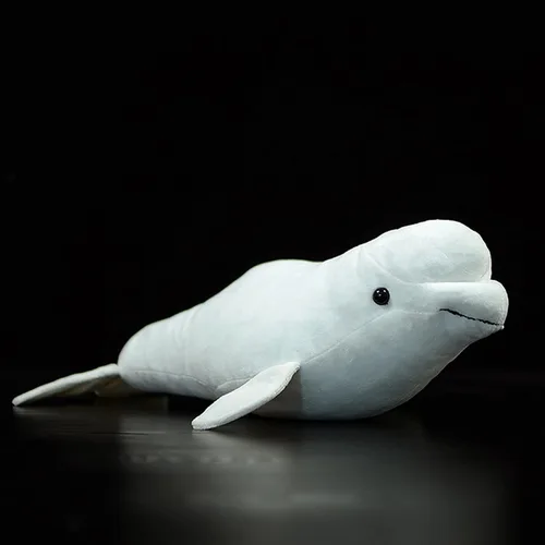 Beluga - Juguete de peluche de ballena realista de 20.5 pulgadas, color gris, realista, con volantes, tiburón de seis branquias, juguete de peluche