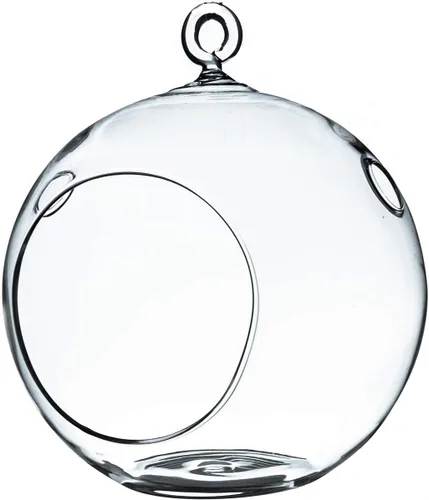WGV Globo de terrario colgante, ancho 5 pulgadas, altura 6 pulgadas, maceta de aire para suculentas, florero de vidrio transparente con parte