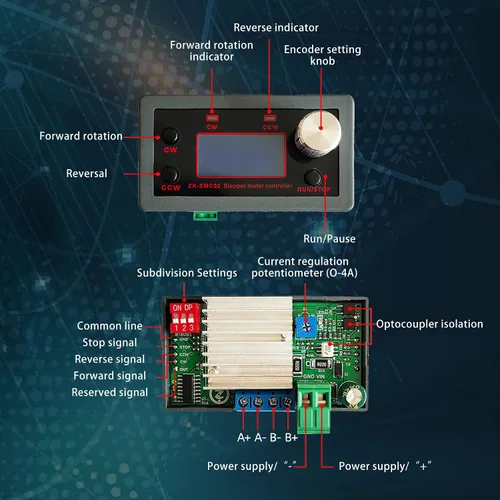 Miniatura 6 de Controlador de motor paso a paso de CC con controlador Placa integrada DC 5 ~ 30 V 4A Módulo de control de ángulo de velocidad de pulso