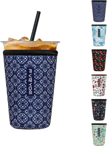 Miniatura 22 de Fundas de neopreno reutilizables aisladas para café helado, fundas para tazas de café helado, fundas para bebidas heladas y calientes