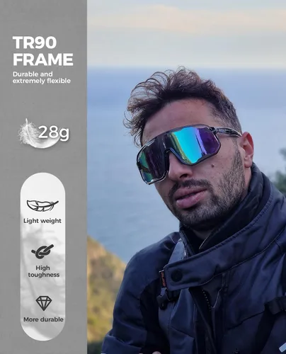 Miniatura 2 de ROCKBROS Polarized Sunglasses for Men Women UV400 Protection Cycling Running MTB Biking Baseball Softball Glasses 3 Lenses Azul profundo