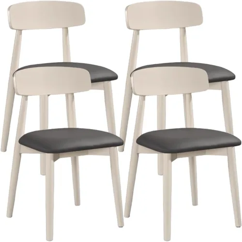 Miniatura 18 de YVYKFZD Solid Wood Dining Chairs, Armless Dining Room Chair Set, Leather Upholstered Kitchen Chairs, Comfy Side Chair with Curved Back, for