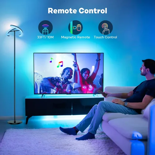Miniatura 4 de SIBRILLE Lámpara de pie RGBCW, lámpara de pie que cambia de color, lámpara de pie LED regulable sin escalones de diseño moderno con control remoto