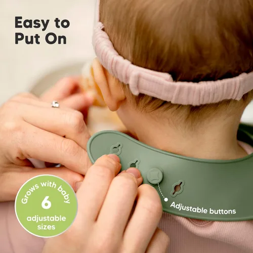 Miniatura 6 de KeaBabies Paquete de 2 baberos de silicona para bebés, niñas y niños, baberos resistentes de grado alimenticio para comer, atrapa alimentos grandes