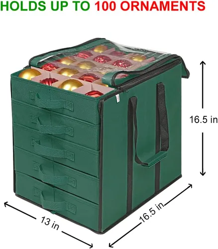 Miniatura 4 de ProPik Cajas de Almacenamiento de Adornos Navideños con Divisores - 5 Bandejas Separadas - Soporte para Adornos - Mantiene 100 Adornos Navideños