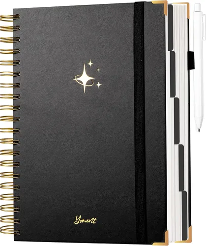Miniatura 20 de Cuaderno de espiral de tapa dura con pestañas de 8 x 10 pulgadas, diarios grandes con líneas en espiral para mujeres con divisores, 240 páginas, D