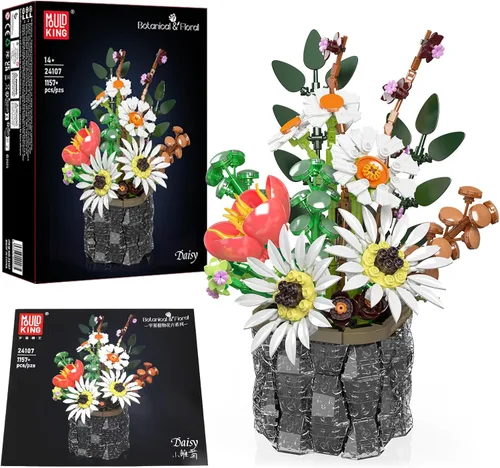 Mould King 24107 Bloques de construcción de flores, modelo de ramo de 1157 piezas, kit de bloques de construcción de sujeción tecnológica para