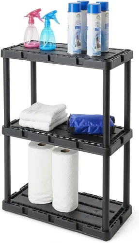 Miniatura 6 de Gracious Living Knect-A-Shelf - Paquete de 2 estantes de almacenamiento ligeros, organizador ventilado de 3 estantes para el hogar, garaje, sótano