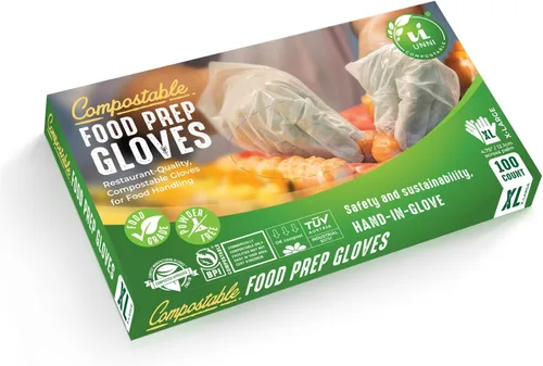 Miniatura 2 de UNNI Compostable Food Prep Gloves, For Food Handling, ASTM D6400, US BPI, CMA & Europe OK Compost Certified