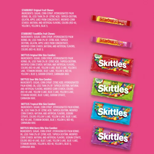 Miniatura 8 de SKITTLES & STARBURST - Paquete surtido de dulces surtidos para vacaciones, regalos, fiestas, surtido de dulces, caja a granel de 62.79 onzas