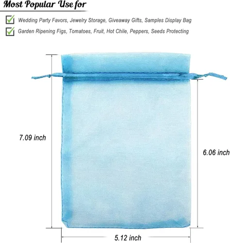 Miniatura 6 de ADVcer 100 bolsas de organza transparente, bolsas de regalo con cordón de 4.8 x 6.7 pulgadas, juego de sacos de joyería de primera calidad a granel