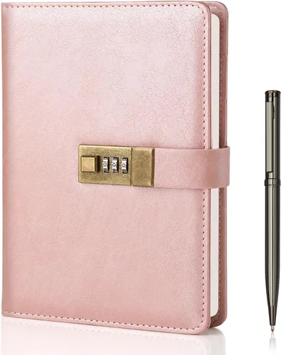 Miniatura 10 de WEMATE Diario con Cerradura, Diario A5 de Cuero PU con Cerradura 240 Páginas, Diario de Cerraduras Vintage, Cuaderno de Contraseña con Bolígrafo