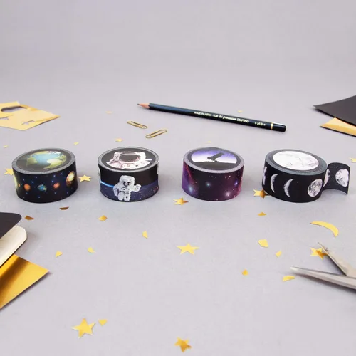 Miniatura 5 de Suck UK Cinta Washi Juegos de 4 cintas Washi con temática espacial Cintas de papel anchas Regalos espaciales Suministros estéticos