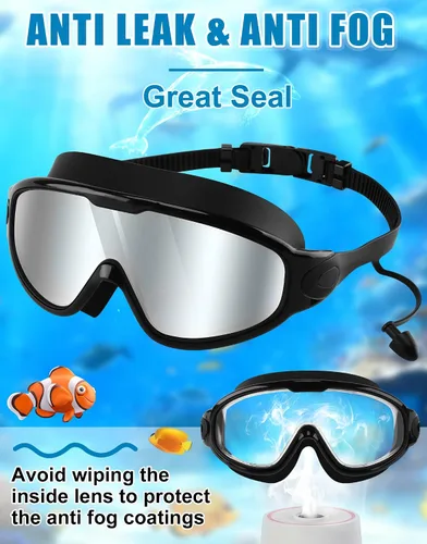 Miniatura 7 de Gafas de natación WIN.MAX, paquete de 2, antivaho, anti UV, con vista clara para hombres, mujeres, niños y niñas, gafas de natación para adultos