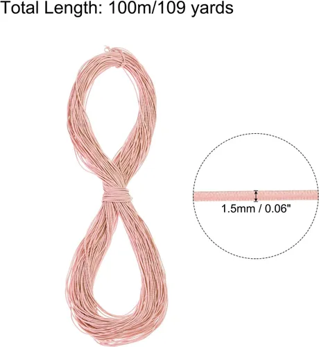 Miniatura 2 de PATIKIL Cuerda elástica elástica de 109 yardas (328.1 ft), cuerda elástica pesada de 0.059 in, albaricoque para manualidades, correas de gancho