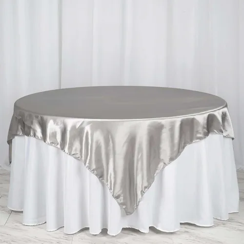 Miniatura 11 de Efavormart Paquete de 5 Sobremanteles Cuadrados de Satén de 60" para Decoraciones de Mesa de Bodas, Catering y Fiestas, Cubierta de Mantel Negro