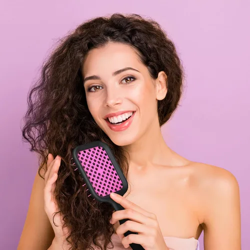 Miniatura 5 de SHINLEA Cepillo desenredante ventilado para cabello grueso y rizado, cepillo de pelo para mujer con cerdas suaves en forma de onda, cepillo Azul