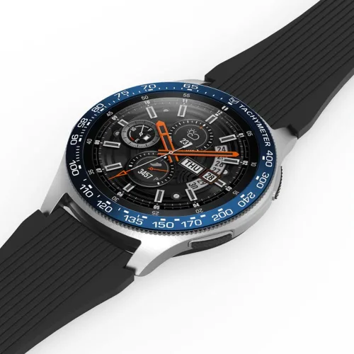 Miniatura 3 de PINHEN Estilo de bisel compatible con Galaxy Watch de 1.654 pulgadas / Gear Sport Bisel Ring Cubierta Adhesiva Antiarañazos de Aluminio Bisel Anillo