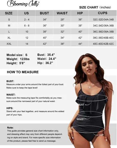 Miniatura 6 de Blooming Jelly Traje de baño de una pieza para mujer, con control de abdomen, modesto y lindo, adelgazante, favorecedor con volantes