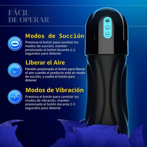 Miniatura 7 de Juguetes sexuales para adultos para hombres, Movakativ masturbador masculino de succión con bomba de pene, 10 vibraciones y 5 succiones, vibrador