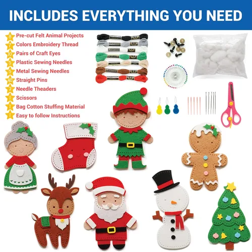 Miniatura 2 de Craftorama Kit de costura para niños, divertido y educativo juego de manualidades de Navidad para niños y niñas de 7 a 12 años, cose tu propio