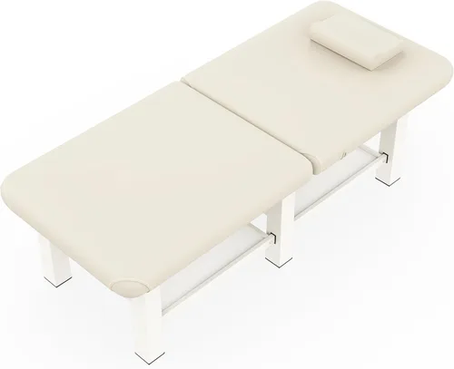 Miniatura 9 de Mesa de masaje estacionaria plegable con respaldo y espacio de almacenamiento, 6 patas cuadradas con marco de metal de piel sintética, 30.5 pulgadas