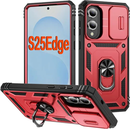 Miniatura 88 de PASNEW Funda para Samsung Galaxy S22 Ultra 5G, cubierta de cámara deslizante y soporte de dedo de metal giratorio de 360°, militar, resistente, a