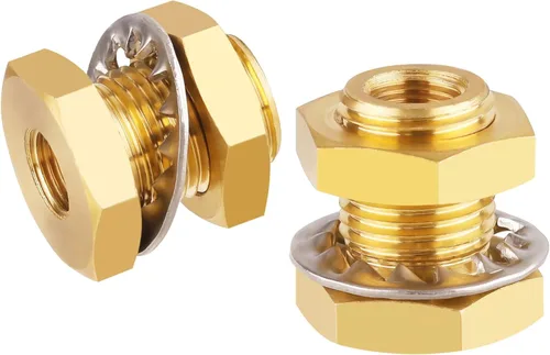 Miniatura 10 de KOOTNAS Paquete de 2 Accesorios de Mamparo de Latón Macizo, 1/2 NPT Cónico Hembra 1" Rosca Macho Recta Conector de Latón con Anillo Ondulado