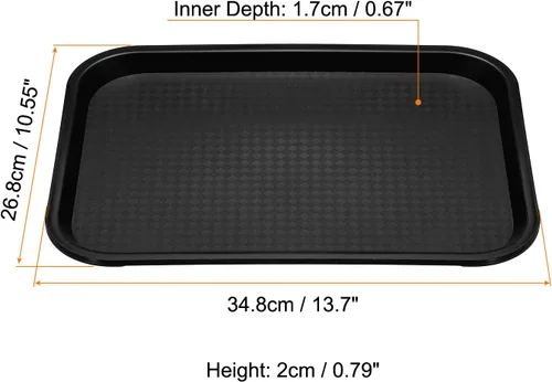 Miniatura 2 de PATIKIL Bandeja de comida rápida de 13.7 x 10.6, bandeja rectangular multiusos reutilizable de plástico PP para restaurante, cocina en casa