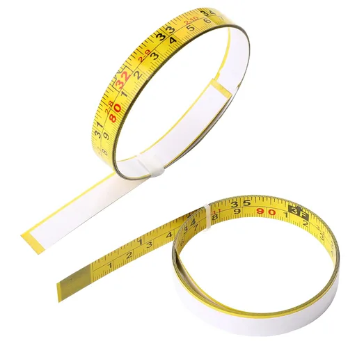 Miniatura 8 de Paquete de 2 cintas métricas con respaldo adhesivo, 39 pulgadas, cinta métrica autoadhesiva de metal de izquierda a derecha, cinta métrica adhesiva