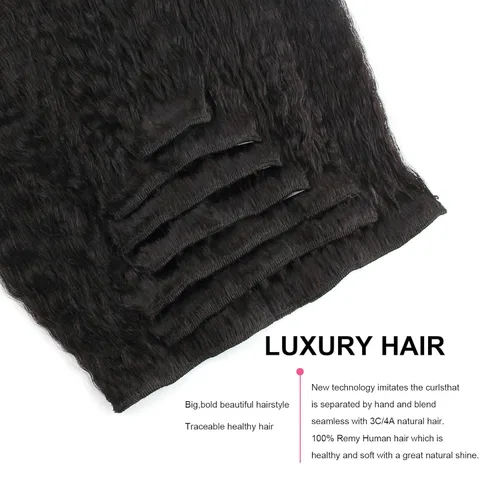 Miniatura 3 de ABH AMAZINGBEAUTY HAIR Extensiones de cabello lacio rizado con clip para mujeres negras, color natural, extensiones de cabello humano virgen