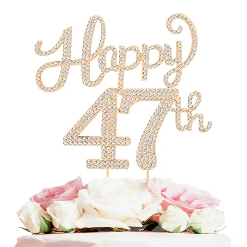Miniatura 42 de LASKYER Decoración de feliz cumpleaños número 10, decoración de pastel de diamantes de imitación dorados de 10º cumpleaños – Letrero de metal